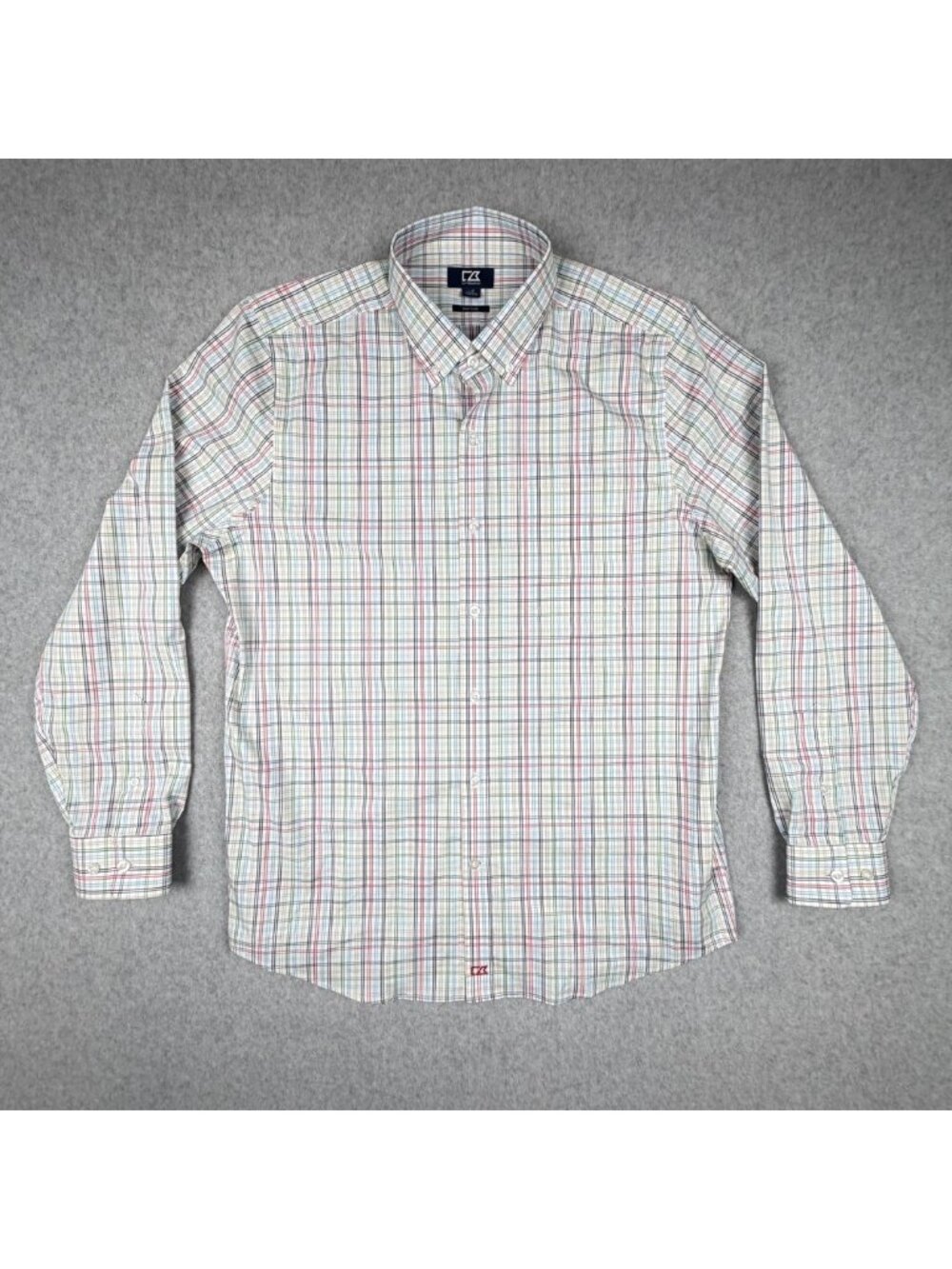 Cutter & Buck Shirt Men L Multicolor Plaid Button Down Long Sleeve Casual Preppy